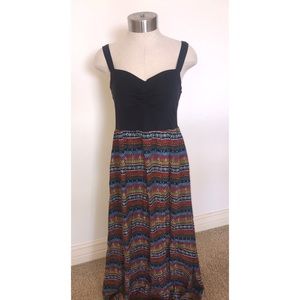 Flattering Black and Multicolored Summer Dress